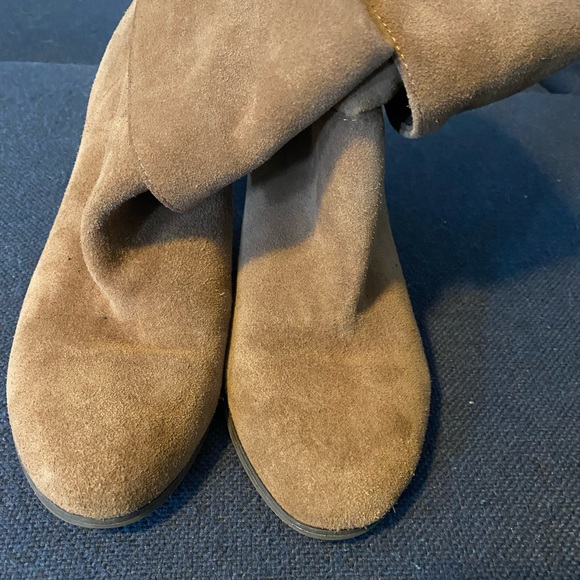BCBG Suede Heeled Booties. Used. Tan color. Size 8.5B. Please see photos. - Picture 2 of 7